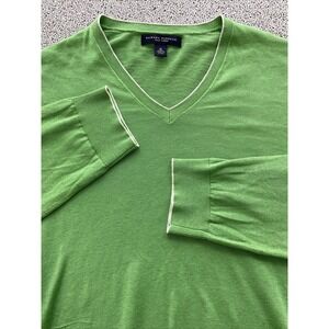 Banana Republic Sweater Mens M Green Silk Linen Preppy Casual Crewneck Pullover